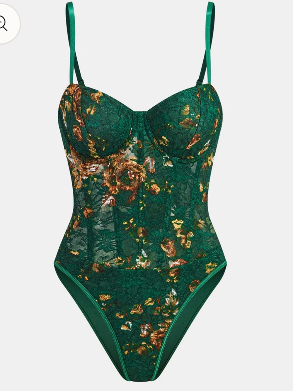 Emerald Green Lace Floral Bodysuit
